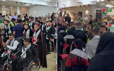 Berpelaminan Kursi Roda, 40 Pengantin Difabel di Gaza Gelar Nikah Massal