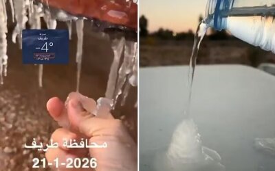 Arab Saudi Dilanda Fenomena Air Membeku Seketika
