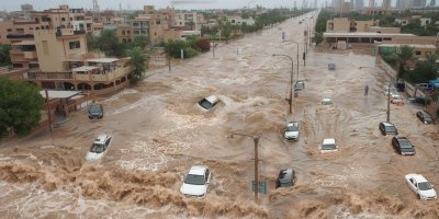 Mobil-mobil Hanyut Dihantam Banjir Bandang di Arab Saudi