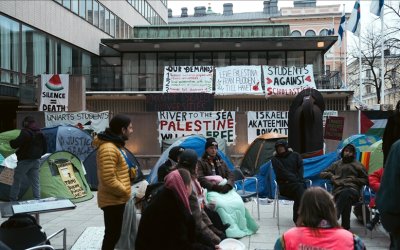 Aksi protes pro-Palestina di Universitas Helsinki memasuki bulan kedua