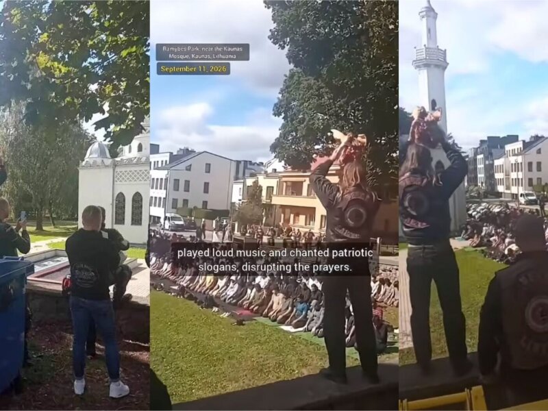 Geng Motor Ganggu Shalat Jumat di Lithuania, Acungkan Kepala Babi dan Setel Musik