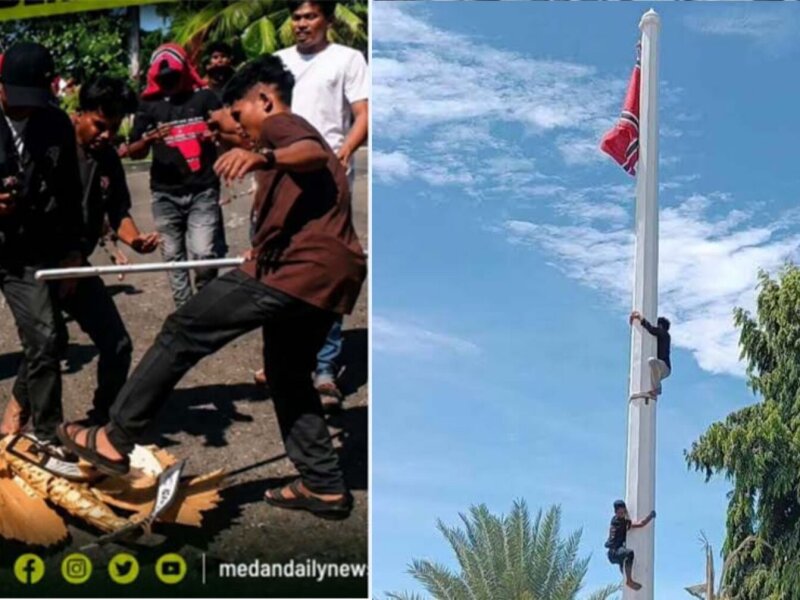 Peringatan 21 Tahun Damai Aceh Ricuh, Bulan Bintang Berkibar dan Garuda Diinjak