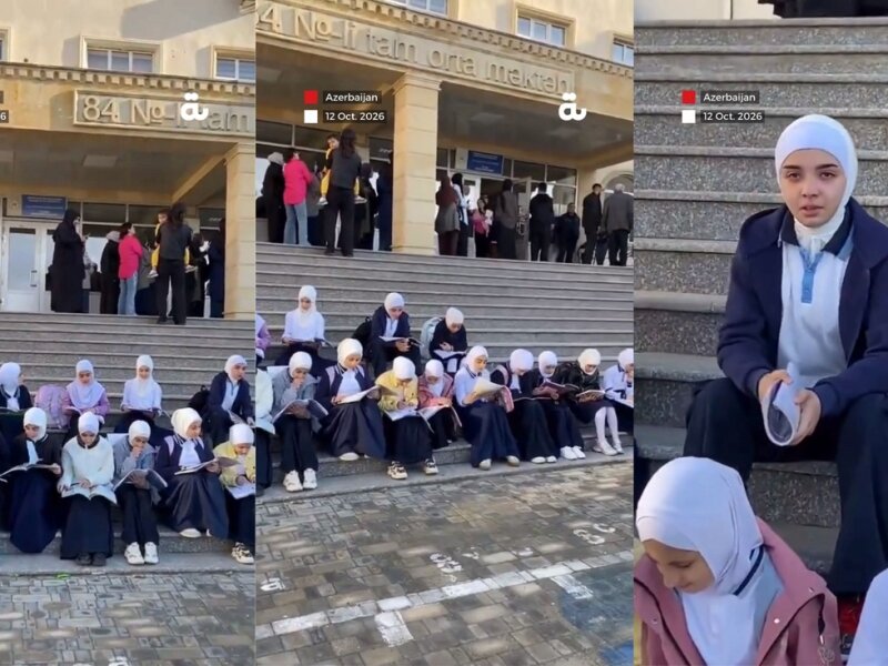 Tolak Lepas Hijab, Siswi Azerbaijan Belajar di Halaman Sekolah