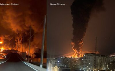 Langit Teheran Memerah Pasca 'Israel' Bombardir Kilang Minyak Iran