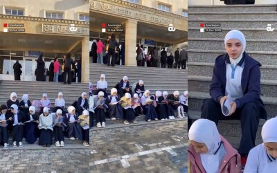 Tolak Lepas Hijab, Siswi Azerbaijan Belajar di Halaman Sekolah