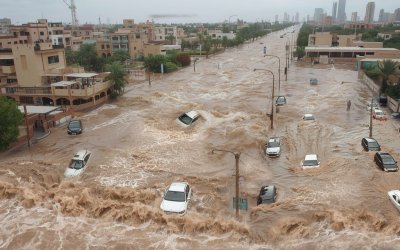 Mobil-mobil Hanyut Dihantam Banjir Bandang di Arab Saudi